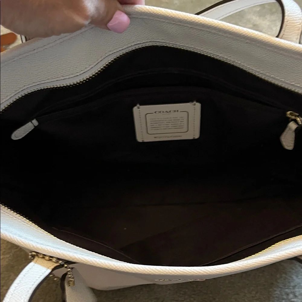 Coach Leather Tote in Light Cream